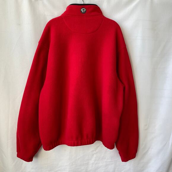 Y2K Eddie Bauer EBTEK Polartec Fleece Jacket Men XLT Red Boxy Full Zip Mock Neck - Picture 3 of 10
